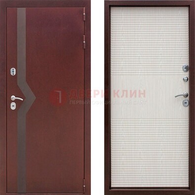 Бордовая металлическая дверь с порошковым напылением ДП-100 в Электрогорске