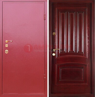Красная металлическая дверь с порошковым напылением ДП-165 в Электрогорске