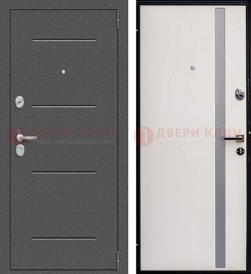 Железная дверь с порошковым напылением и белой МДФ ДП-212 в Электрогорске