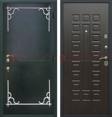 Темная входная дверь с порошковым покрытием и МДФ венге ДП-223 в Электрогорске