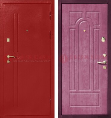 Красная входная дверь с порошковым напылением ДП-240 в Электрогорске