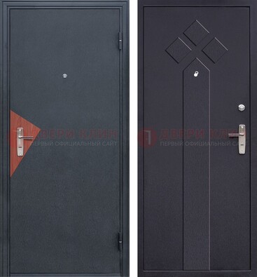 Черная входная дверь с порошковым напылением и узором внутри ДП-241 в Истре