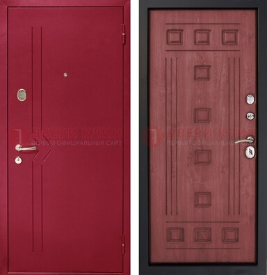 Красная железная дверь с порошковым напылением ДП-242 в Электрогорске