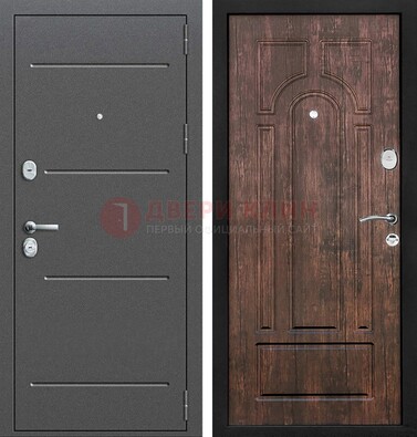 Железная дверь Антик серебро с порошковым напылением и МДФ Тисненый орех ДП-260 в Электрогорске