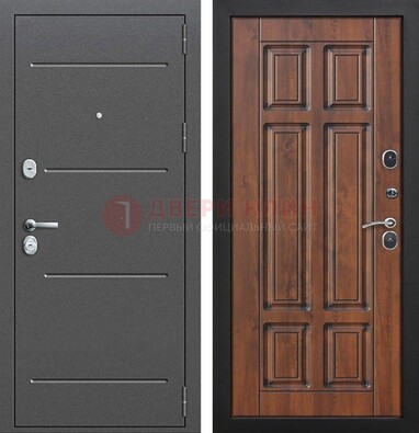 Стальная дверь с порошковым покрытием Антик серебро и филенчатой МДФ ДП-267 в Электрогорске