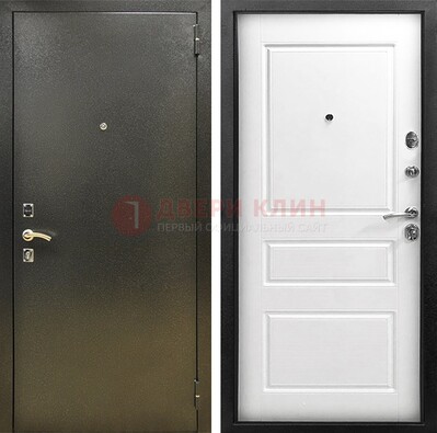 Входная дверь Темное серебро с порошковым напылением и белой МДФ ДП-272 в Электрогорске