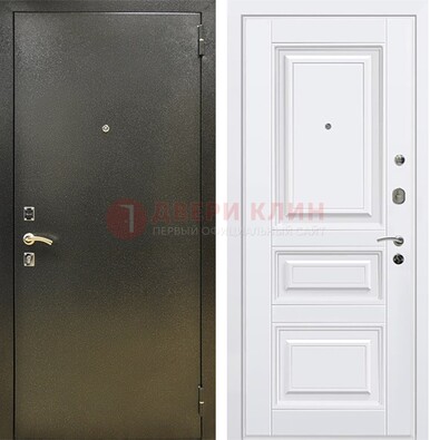 Железная темно-серая дверь с порошковым напылением и белой МДФ ДП-274 в Электрогорске