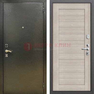 Стальная темно-серая дверь с порошковой отделкой и МДФ панелью ДП-278 в Электрогорске