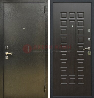 Темно-серая железная дверь с порошковым покрытием и МДФ Венге ДП-287 в Электрогорске