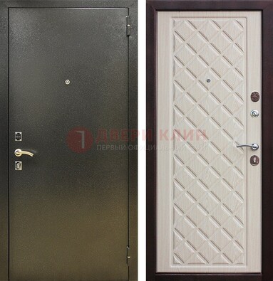 Темно-серая железная дверь с порошковым покрытием и филенчатой МДФ ДП-289 в Электрогорске