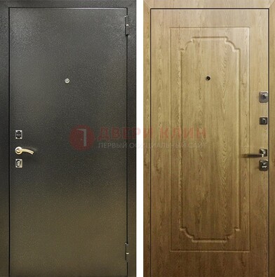 Темно-серая входная дверь с порошковым покрытием и МДФ Золотой дуб ДП-291 в Электрогорске