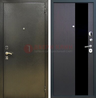 Входная темная дверь с порошковым покрытием и МДФ со стеклом ДП-294 в Электрогорске