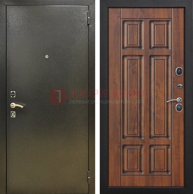 Металлическая входная темная дверь с порошковым напылением и МДФ ДП-299 в Электрогорске
