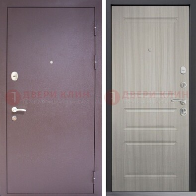 Темная стальная дверь с порошковым окрасом и МДФ ДП-310 в Электрогорске