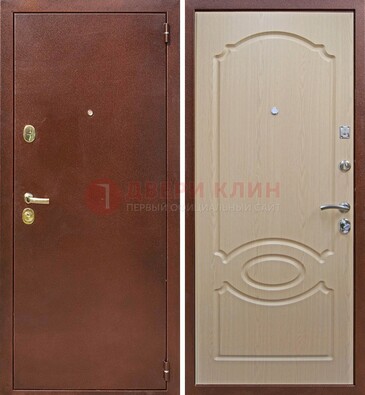 Коричневая металлическая дверь с порошковым окрасом ДП-76 в Электрогорске