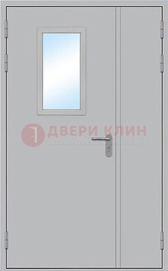 Белая входная техническая дверь со стеклянной вставкой ДПП-10 в Электрогорске