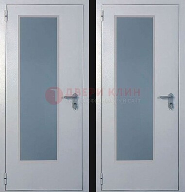 Белая металлическая противопожарная дверь с декоративной вставкой ДПП-5 в Электрогорске