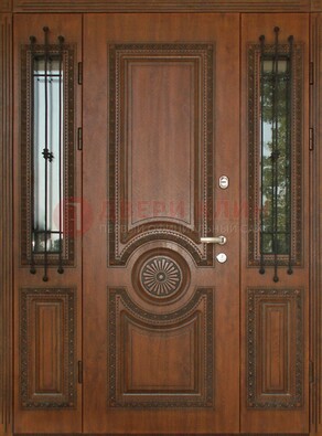 Парадная распашная стальная дверь Винорит со стеклом ДПР-106 в Электрогорске