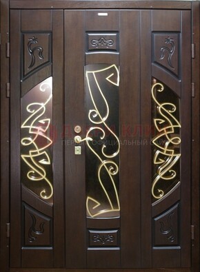 Парадная дверь со стеклом и ковкой ДПР-1 в каркасный дом в Электрогорске