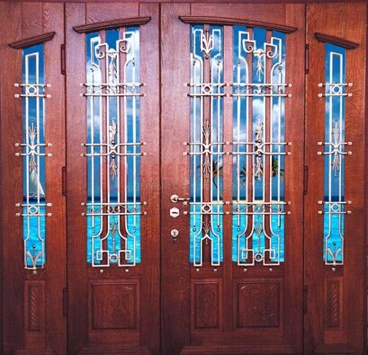 Парадная дверь со вставками из стекла ДПР-55 с шумоизоляцией в Электрогорске