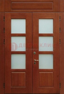 Металлическая парадная дверь со стеклом ДПР-69 для загородного дома в Электрогорске