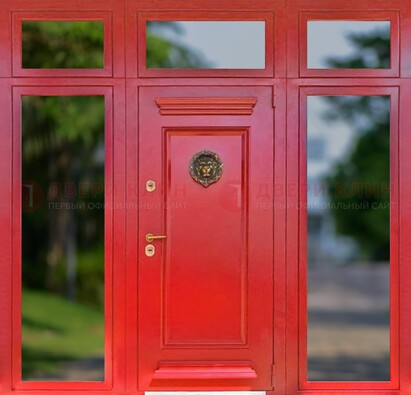 Красная парадная дверь для частного дома ДПР-88 в Электрогорске
