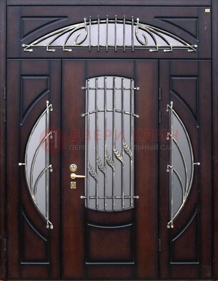 Парадная дверь со стеклянными вставками и ковкой ДПР-9 для улицы в Электрогорске