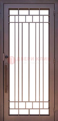 Стальная решетчатая дверь в коричневом цвете ДР-12 в Электрогорске