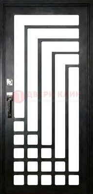 Черная стальная решетчатая дверь в современном стиле ДР-43 в Электрогорске