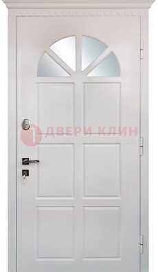 Светлая железная дверь со стеклом ДС-29 в Электрогорске