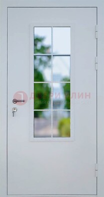 Белая железная дверь порошок со стеклом ДС-31 в Электрогорске