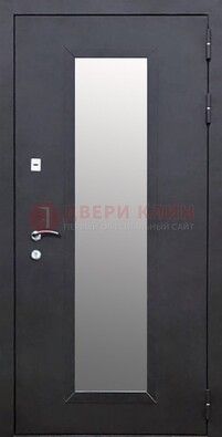 Черная стальная дверь порошок со стеклом ДС-33 в Электрогорске