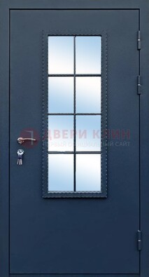 Темная металлическая дверь порошок со стеклом ДС-34 в Электрогорске