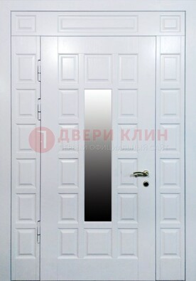 Белая входная дверь с МДФ панелью и стеклом ДС-56 в Электрогорске