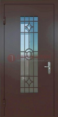 Входная металлическая дверь со стеклом для дома ДС-6 в Электрогорске