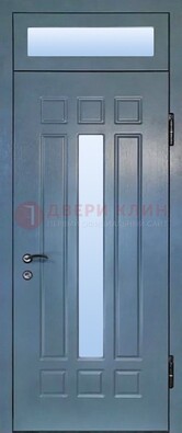 Серая металлическая дверь со стеклом ДС-70 в Электрогорске