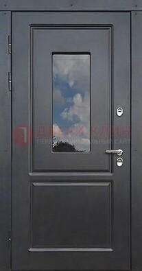 Чёрная металлическая дверь со стеклом ДС-77 в Электрогорске