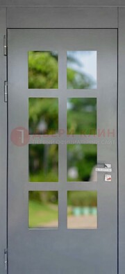 Серая металлическая дверь со стеклом ДС-78 в Электрогорске