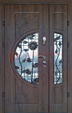 Входная дверь стекло с ковкой и резьбой ДСК-202 в Электрогорске