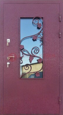 Железная дверь Порошок со стеклом и ковкой лозы ДСК-220 в Электрогорске