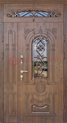 Распашная стальная дверь Винорит со стеклом и ковкой ДСК-232 в Электрогорске