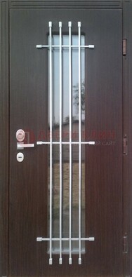 Современная стальная дверь с Виноритом стеклом и ковкой ДСК-262 в Твери