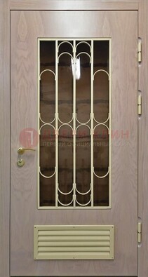 Железная дверь Винорит со стеклом и ковкой с решеткой ДСК-265 в Балашихе