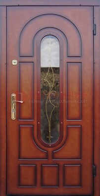 Яркая металлическая дверь Винорит со стеклом и ковкой ДСК-268 в Электрогорске