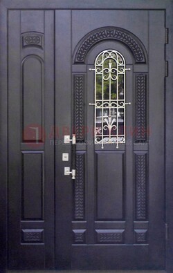 Входная дверь Винорит со стеклом и ковкой с узором ДСК-270 в Электрогорске
