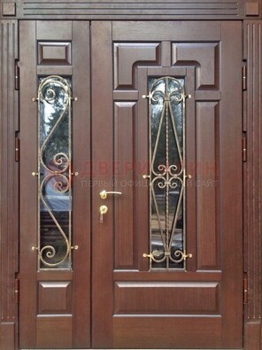 Стальная распашная дверь Винорит стекло и ковка ДСК-274 в Электрогорске