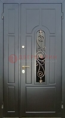 Металлическая дверь Винорит со стеклом в темном цвете ДСК-276 в Электрогорске