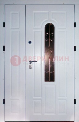 Входная дверь Винорит со стеклом в белом цвете ДСК-277 в Электрогорске