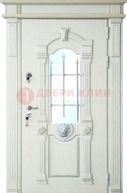 Герметичная входная дверь со стеклом и ковкой с украшением ДСК-64 в Электрогорске