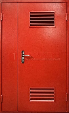Красная железная техническая дверь с вентиляционными решетками ДТ-4 в Электрогорске